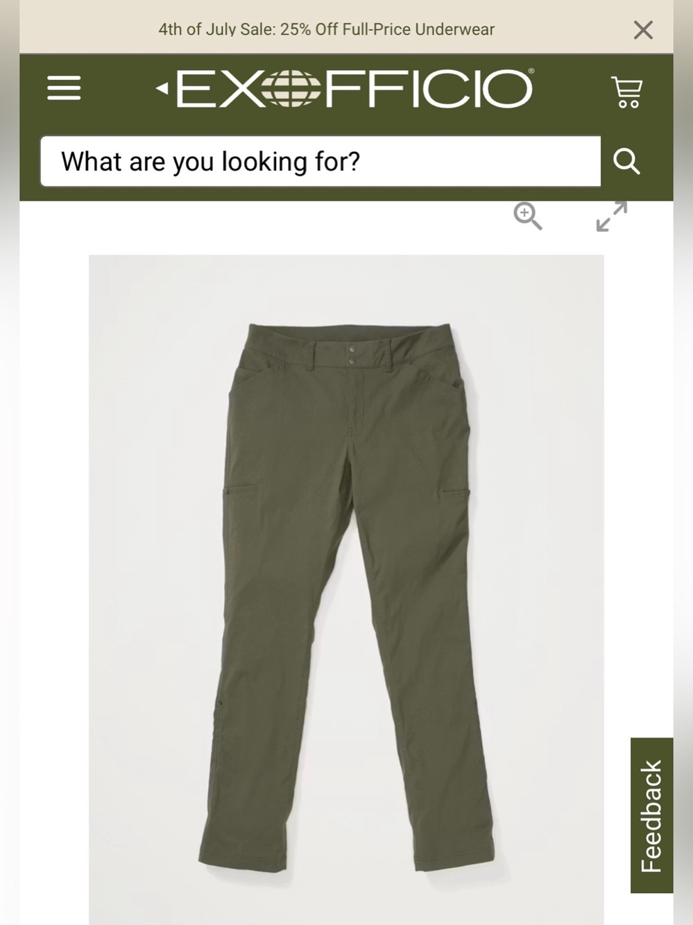 ExOfficio Olive Green Lightweight Travel Pants - Size 12